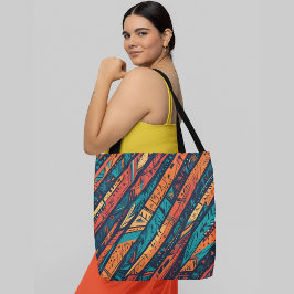 Bolsa Tote Linhas diagonais de padrão de abstrato vibrantes