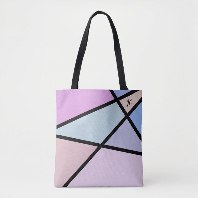 Bolsa Tote Linhas e Formas Geométricas Multicolores (Frente)