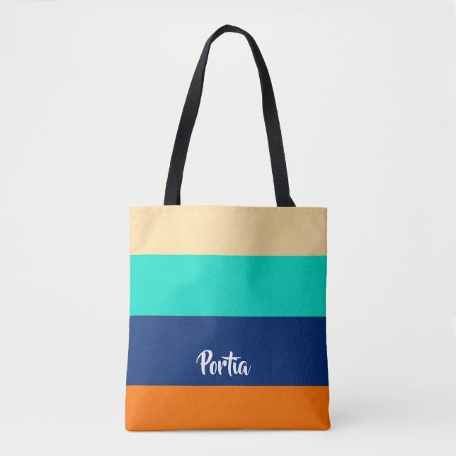 Bolsa Tote Linhas multicores com padrão (Frente)