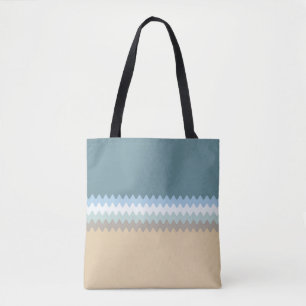 Bolsa Tote Linhas onduladas - Castanho/Areia/bege/Turquesa/Az