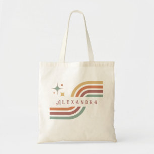 Bolsa Tote Linhas Retro Groovy 70's 80s Amarelo Laranja Verde