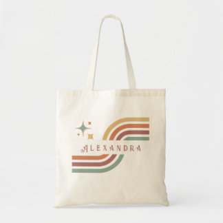 Bolsa Tote Linhas Retro Groovy 70's 80s Amarelo Laranja Verde