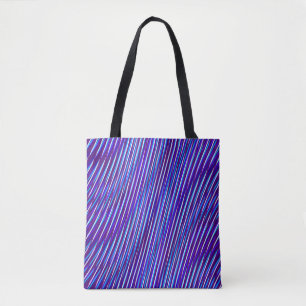 Bolsa Tote Linhas Roxas e Azuis - Psicodélicas, Trippy Strip