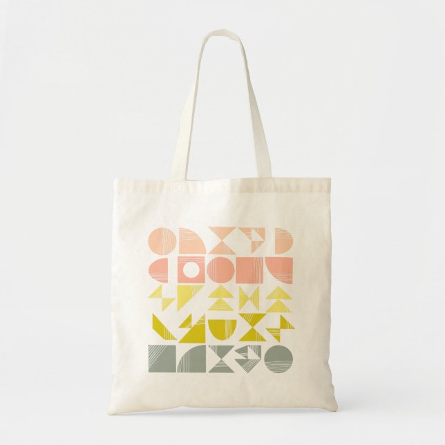 Bolsa Tote Linhas Simples de Formas Geométricas em Pastel Cor (Frente)