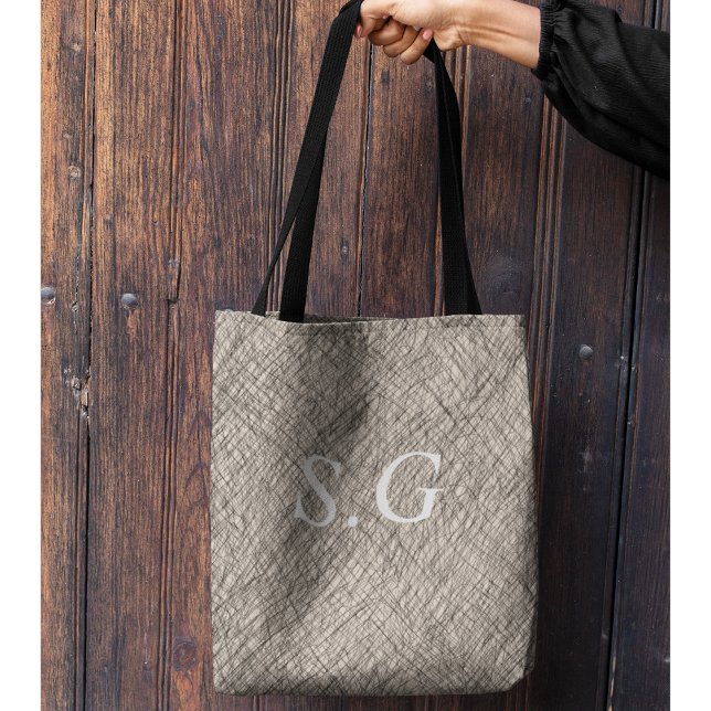 Bolsa Tote Linhas simples modernas monogramas (Criador carregado)