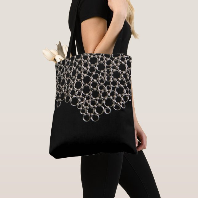 Bolsa Tote Links de cadeia preta (Close Up)