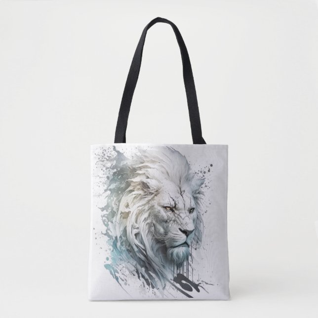 Bolsa Tote Lion Retrait Animal Painting Willife Outdoor (Frente)