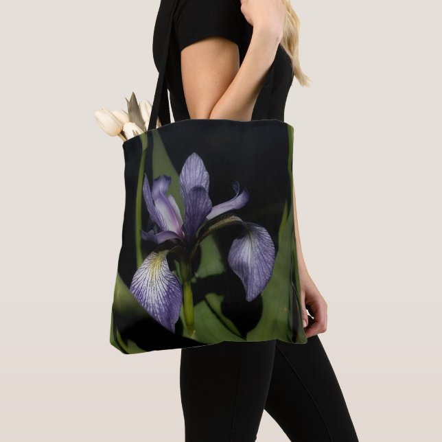 Bolsa Tote Lírio Bandeira Azul Flor (Close Up)