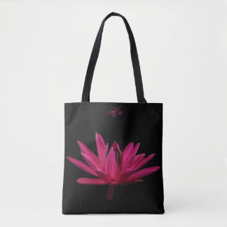 Bolsa Tote Lírio de água cor-de-rosa de Borgonha toda sobre -