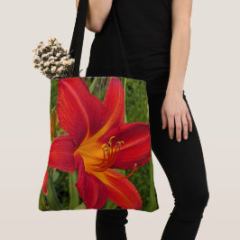 Bolsa Tote Lírio Dia Brilhante Laranja Floral
