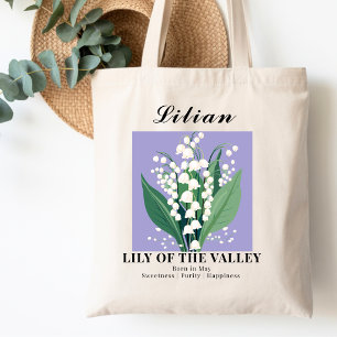 Bolsa Tote Lírio Do Vale Algodão Flor Do Mês De Maio De Nasci