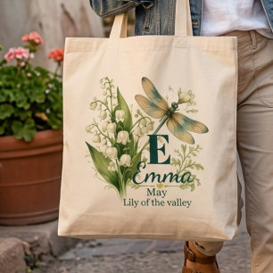 Bolsa Tote Lírio-do-Vale Monograma Dragão Flor de Nascimento 