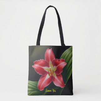 Bolsa Tote Lírio Vermelho Exótico em Flor - Ilustração Floral