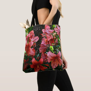 Bolsa Tote Lírios Asiáticos Laranja Floral