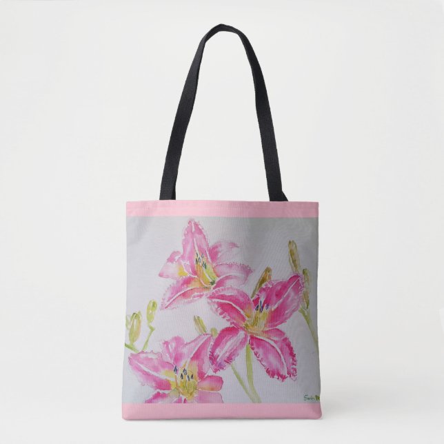Bolsa Tote Lírios Cor Floral Floral Banho (Frente)