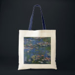 Bolsa Tote Lírios de água MONET 1916 Alças do marinho Tote Ba<br><div class="desc">O pintor impressionista francês Claude Monet pintou este Lírios-d'Água — 1916, originalmente como um óleo na pintura de canvas a partir das inspirações de seu próprio quintal no início do 20 da França. Com 76 anos de idade quando pintou essa criação de lago d'água, as cataratas de Monet estavam progredindo...</div>