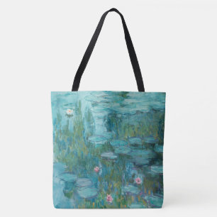 Bolsa Tote Lírios de água, pintura a óleo de arte fina, Claud