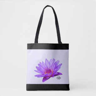 Bolsa Tote Lírios de água roxos da lavanda feita sob