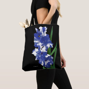 Bolsa Tote Lírios de Espadas Real Azul e Gladiolus Brancos