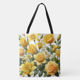 Bolsa Tote Lírios de Rosas Amarelas