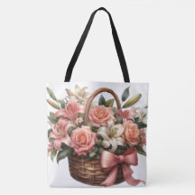 lírios rosas num cesto