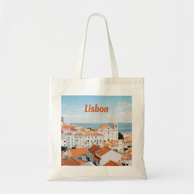 Bolsa Tote Lisboa Portugal Atlântico praias Red Roofs (Frente)