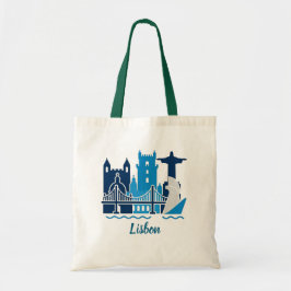 Bolsa Tote Lisbon Portugal City Skyline Tote Bag – Minimal Tr