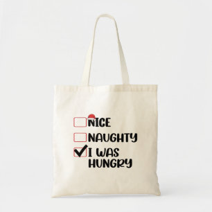 Bolsa Tote Lista de Natal Bonito Travesso Eu Estava com Fome