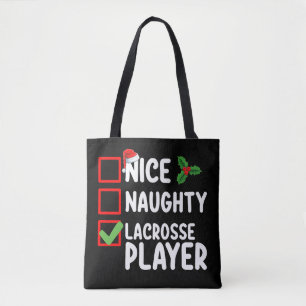 Bolsa Tote Lista de Natal de Jogador de Lacrosse Bonzinho Mal