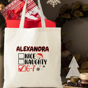 Bolsa Tote Lista de Natal Engraçada 6-7 Nome Personalizado