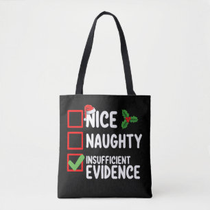 Bolsa Tote Lista de Natal Evidências Insuficientes Bonito Tra