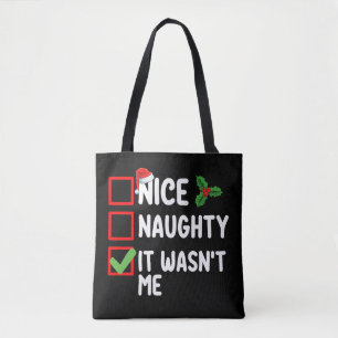 Bolsa Tote Lista de Natal Família Nice Naughty Não Fui Eu