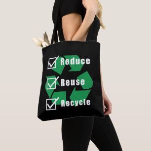 Bolsa Tote Lista de Verificação Ambiental Reduzir Reutilizar 