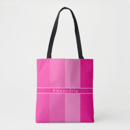Bolsa Tote Lista Rosa Quente de Nome Personalizado