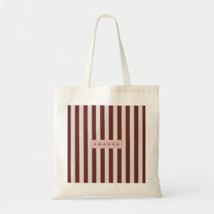 Bolsa Tote Listra Burgundy e Marfim Personalizada