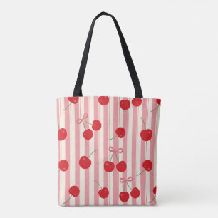 Bolsa Tote Listra de Fita de Cereja