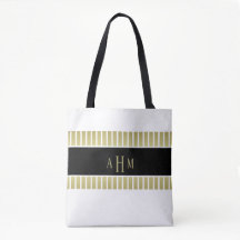 Listra de Monograma Preto Dourado Branco