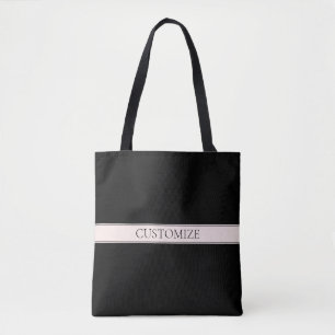 Bolsa Tote Listra de Rosa Claro e Texto Editável Elegante
