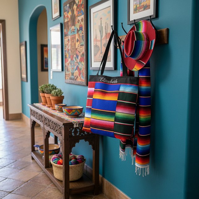 Bolsa Tote Listra de serape personalizada (Criador carregado)