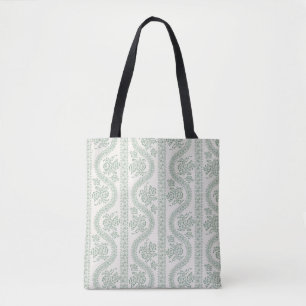 Bolsa Tote Listra Floral Serpentina Verde, Creme