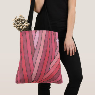 Bolsa Tote Listra Geométrica Vermelha Pintada à Mão