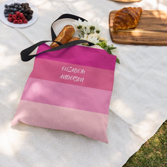 Bolsa Tote Listra Horizontal Rosa Bloco de Cor (Criador carregado)