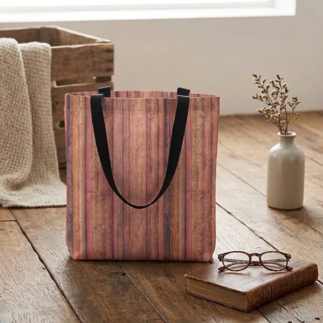Bolsa Tote Listrada de Madeira Rústica (Criador carregado)