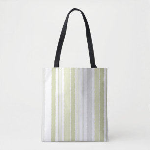 Bolsa Tote Listrada em Verde Sage e Cinza com Efei