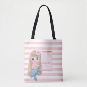 Bolsa Tote Listrado da Moda, Sereia Bebê