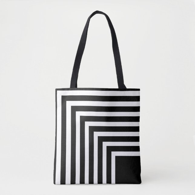 Bolsa Tote Listrado de preto e branco (Frente)