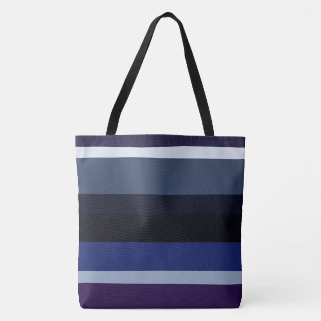 Bolsa Tote Listras Abstratas Azuis e Roxas (Frente)