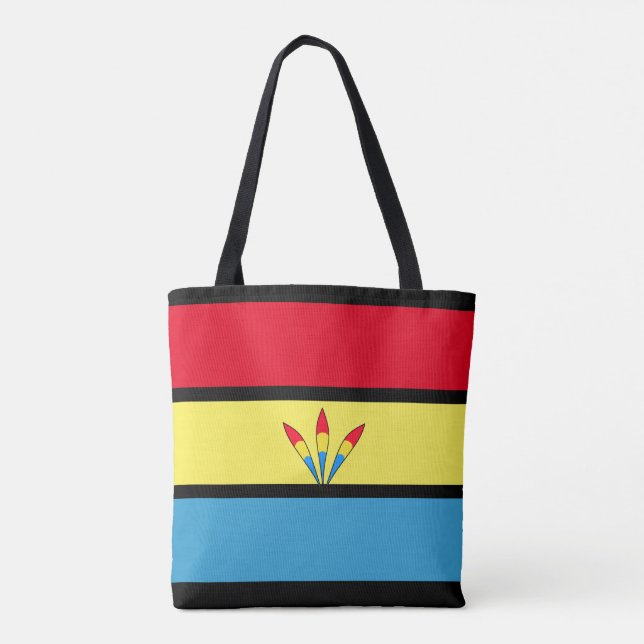 Bolsa Tote Listras Azuis, Amarelas e Vermelhas (Verso)