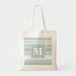 Bolsa Tote Listras azuis de gelo do monograma