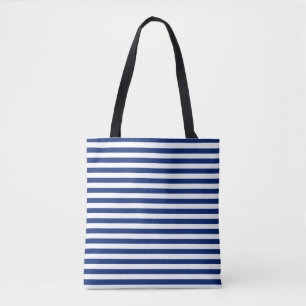 Bolsa Tote listras azuis e brancas